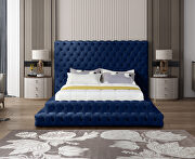 Navy velvet tiered design tufted contemporary bed by Meridian additional picture 4