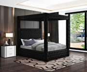 Tufted black velvet stylish canopy king size bed additional photo 4 of 5