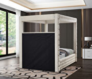 Tufted cream velvet stylish canopy bed additional photo 2 of 5