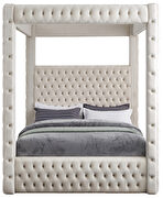 Tufted cream velvet stylish canopy bed additional photo 5 of 5