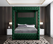 Tufted green velvet stylish canopy bed additional photo 3 of 5