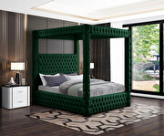 Tufted green velvet stylish canopy king size bed additional photo 4 of 5