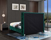 Green velvet deep button tufted velvet fabric full bed additional photo 2 of 6