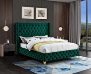 Green velvet deep button tufted velvet fabric twin bed by Meridian additional picture 7