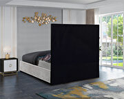 White velvet / black steel frame modern bed by Meridian additional picture 2