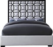 White velvet / black steel frame modern bed by Meridian additional picture 3