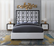 White velvet / black steel frame modern bed by Meridian additional picture 4