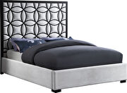 White velvet / black steel frame modern king bed by Meridian additional picture 5