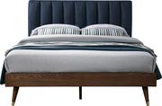 Mid-century design walnut / navy fabric queen bed by Meridian additional picture 5
