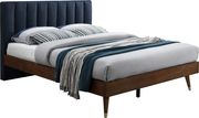 Mid-century design walnut / navy fabric queen bed by Meridian additional picture 7