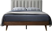 Mid-century design walnut / beige fabric queen bed by Meridian additional picture 5