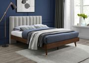 Mid-century design walnut / beige fabric king bed by Meridian additional picture 6