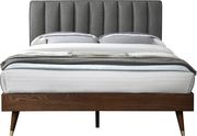Mid-century design walnut / gray fabric king bed by Meridian additional picture 5