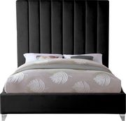 Modern black velvet platform king bed additional photo 2 of 1