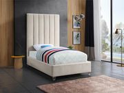 Modern cream velvet platform bed by Meridian additional picture 3