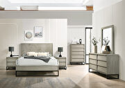 Industrial gray stone mid-century style king bed by Meridian additional picture 8