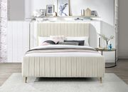 Contemporary cream velvet bed w/ channel tufting by Meridian additional picture 6