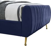 Contemporary navy velvet bed w/ channel tufting by Meridian additional picture 4