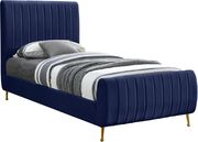 Contemporary navy velvet bed w/ channel tufting by Meridian additional picture 6
