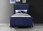 Contemporary navy velvet bed w/ channel tufting by Meridian additional picture 8