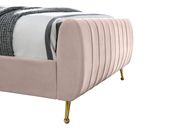 Contemporary pink velvet bed w/ channel tufting by Meridian additional picture 4