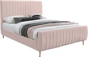 Contemporary pink velvet bed w/ channel tufting by Meridian additional picture 7