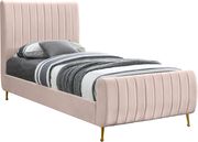 Contemporary pink velvet bed w/ channel tufting by Meridian additional picture 6