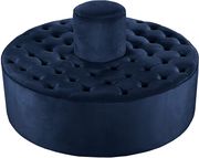 Navy velvet tufted round ottoman / seating bench by Meridian additional picture 4