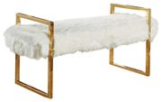 White fur bench with gold chrome base by Meridian additional picture 2