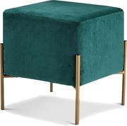 Square green velvet ottoman on golden legs by Meridian additional picture 2