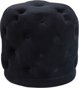 Black velvet tufted round ottoman additional photo 2 of 1