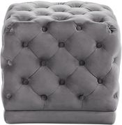 Gray square stool / ottoman in velvet fabric additional photo 2 of 1