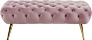 Pink velvet / golden legs bench / ottoman by Meridian additional picture 2