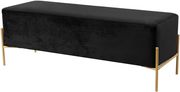 Black velvet contemporary bench w/ gold legs by Meridian additional picture 2