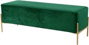 Green velvet contemporary bench w/ gold legs by Meridian additional picture 2