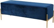Navy velvet contemporary bench w/ gold legs by Meridian additional picture 2