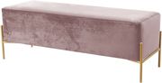 Pink velvet contemporary bench w/ gold legs by Meridian additional picture 2
