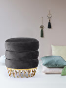 Round ottoman / coffee table in gray velvet by Meridian additional picture 2