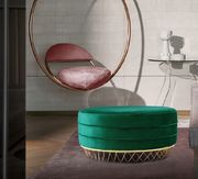 Round ottoman / coffee table in green velvet by Meridian additional picture 2