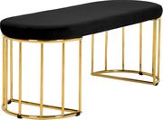 Black velvet oval seat / golden wired base bench by Meridian additional picture 2