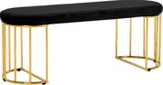 Black velvet oval seat / golden wired base bench by Meridian additional picture 3