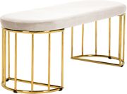 Cream velvet oval seat / golden wired base bench by Meridian additional picture 2