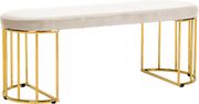 Cream velvet oval seat / golden wired base bench by Meridian additional picture 3