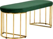 Green velvet oval seat / golden wired base bench by Meridian additional picture 2