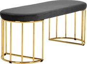 Gray velvet oval seat / golden wired base bench by Meridian additional picture 2