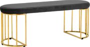 Gray velvet oval seat / golden wired base bench by Meridian additional picture 3