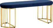 Navy velvet oval seat / golden wired base bench by Meridian additional picture 3