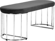 Gray velvet oval seat / chrome wired base bench by Meridian additional picture 2