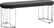 Gray velvet oval seat / chrome wired base bench by Meridian additional picture 3