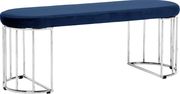 Navy velvet oval seat / chrome wired base bench by Meridian additional picture 3